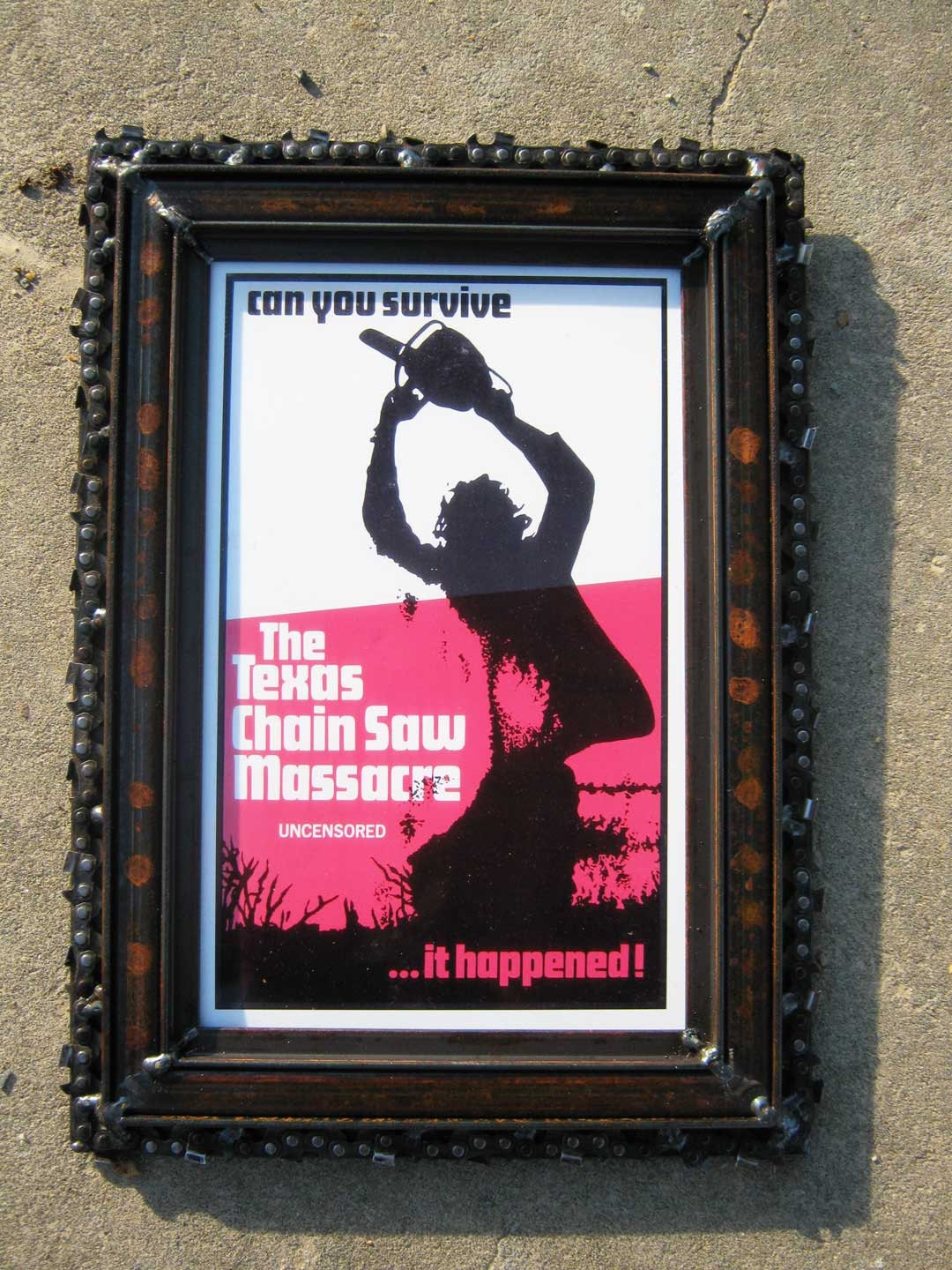 Texas Chainsaw Massacre Print With Custom Welded Metal Frame