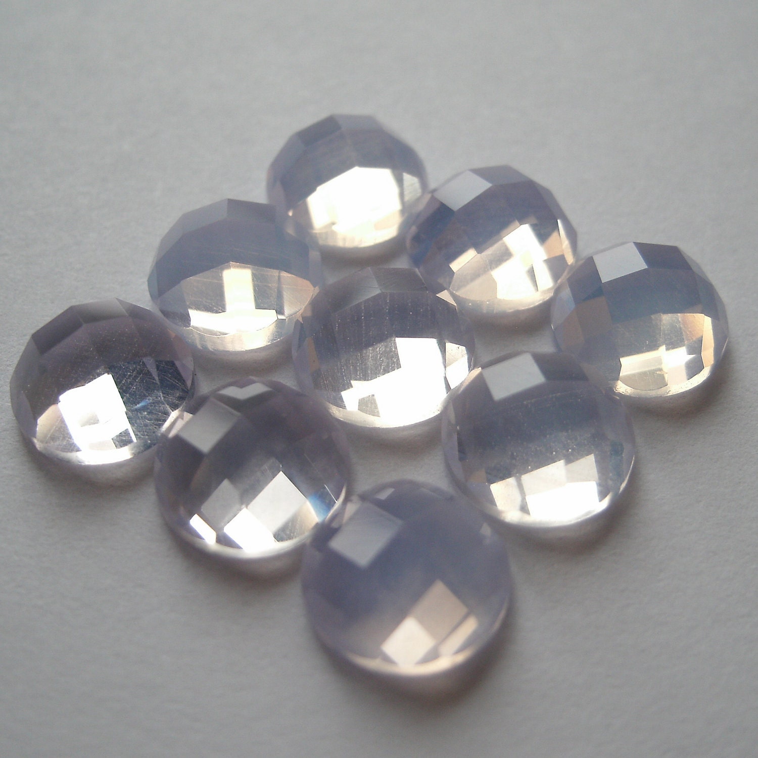 Semi Precious Cabochons Moonstone Quartz Lavender Checkerboard 6mm FOR TWO