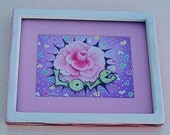 Dimensional rose painting in wooden frame