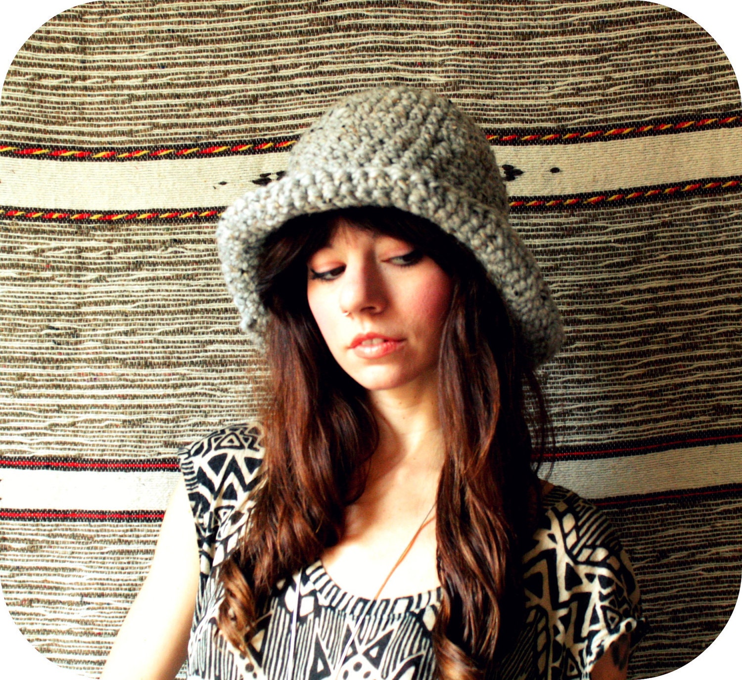 PICK YOUR COLOR, Floppy Brim Winter Hat, Pewter Grey Ready to Ship