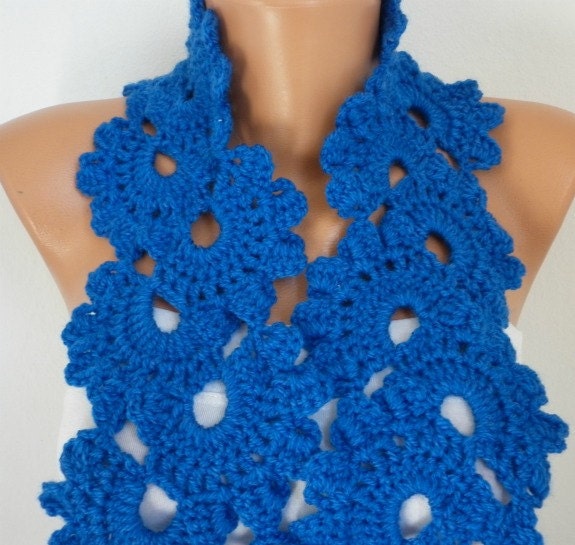Navy Blue Queen Anne's Lace Scarf