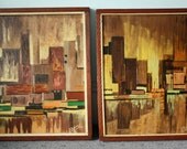 Original Vintage Abstract Paintings signed S. Bariko