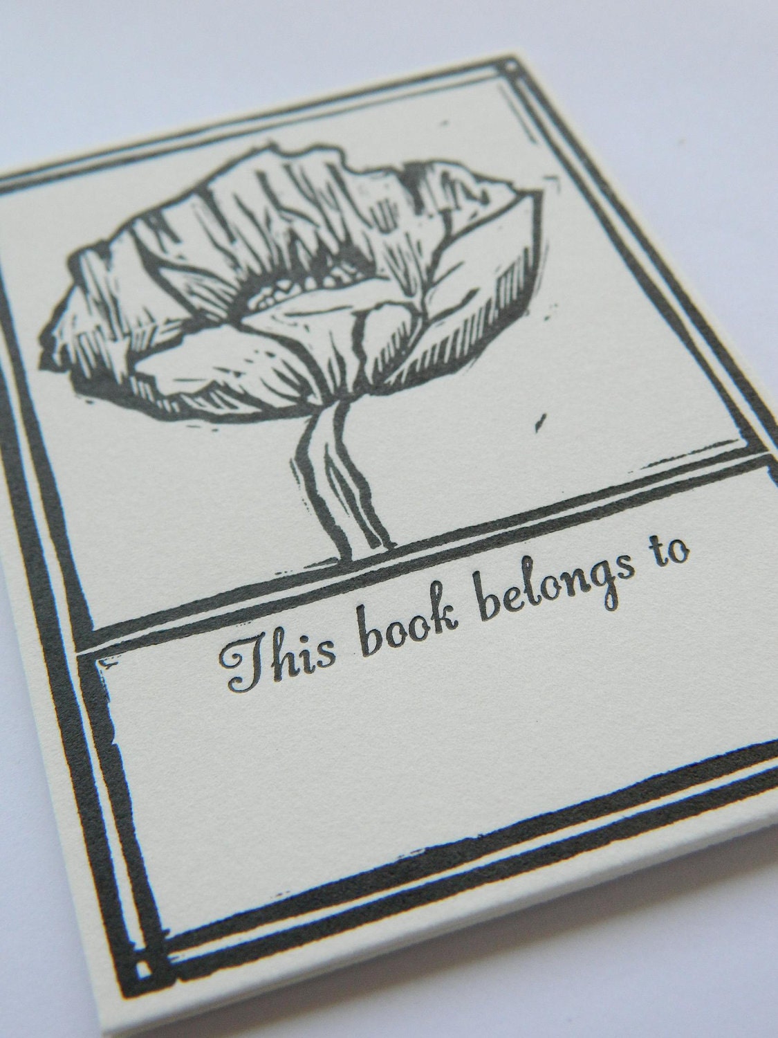 Poppy original linocut letterpress bookplates pk 5