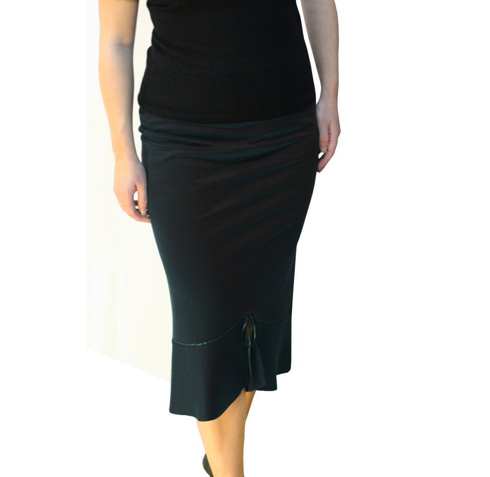 Black skirt - jersey skirt - ruffled skirt - long plus size skirt - plus size pencil skirt - made to measure skirt - tasifashion