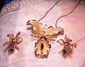 Orchid Necklace and Earrings Nouveau