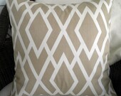 NEW - Designer Decorative Throw Pillow Cover - Lattice Print - Tan and  Ivory - 18 Inches Square