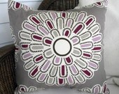Designer Decorative Pillow Cover -Thomas Paul Bloom - Plum - Fits 18" Square Pillow