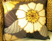 Designer Decorative Throw  Pillow Cover - Kravet - Just So - Large Scale Floral- Gray, Browns and Gold  18" Square -