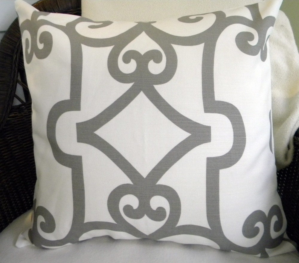 Designer Decorative Pillow Cover - F. Schumacher - Manor Gate - Charcoal - 18" Square