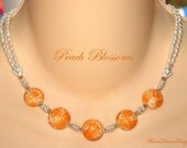 FINAL CLEARANCE "Peach Blossoms" - Lampwork Glass Cultured Pearl Necklace