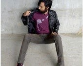 SALE - The Vamp Tshirt - mens fashion - SMALL - Theda Bara silhouette on American Apparel heather cranberry track tees
