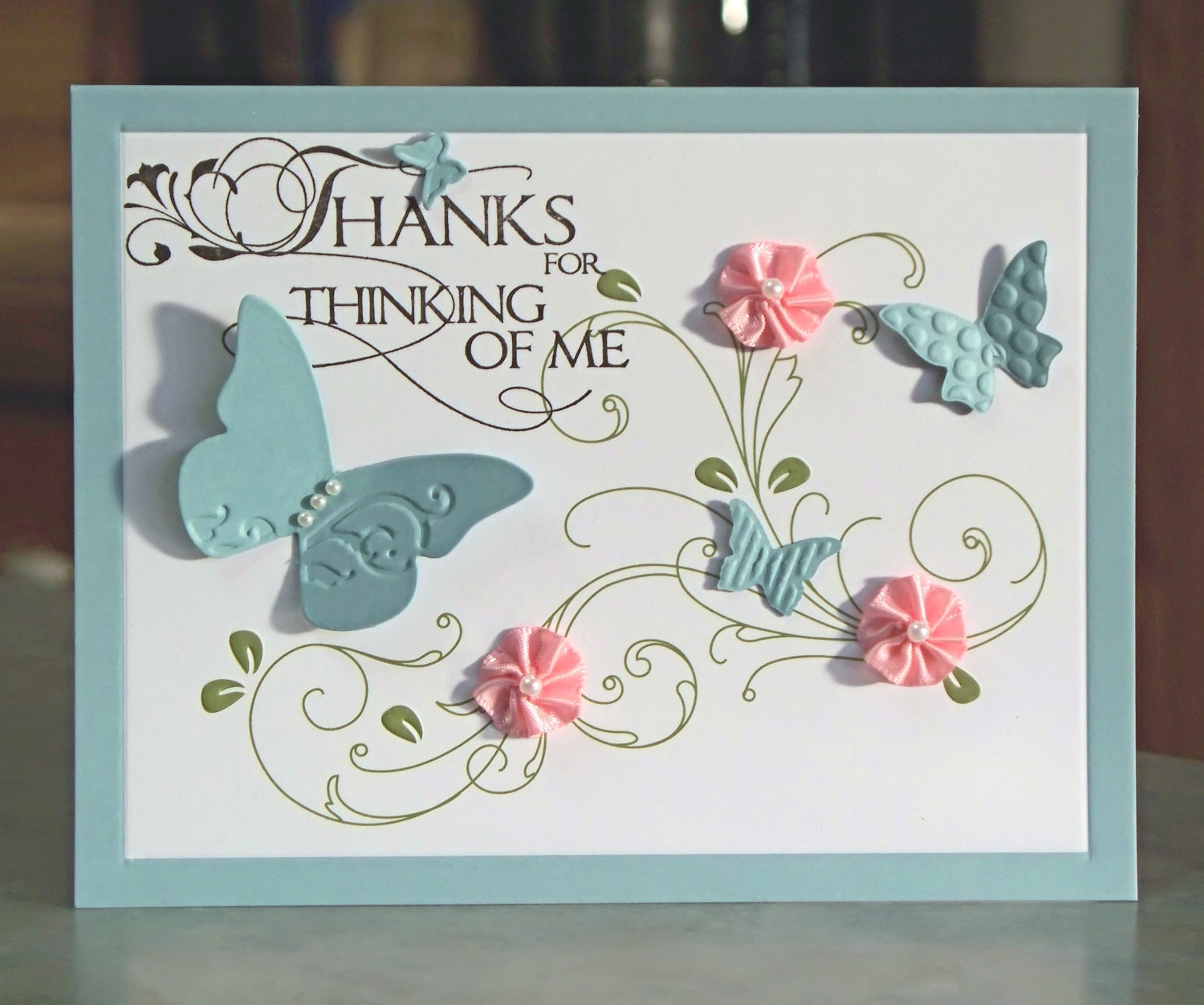 Thank You Card, Embossed Butterflies