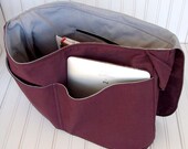 Mens Messenger Bag - Purple & Gray Canvas Ready to Ship