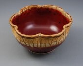 Cranberry Golden Brown 6-Dent Serving Bowl Handmade Porcelain by Mark Hudak