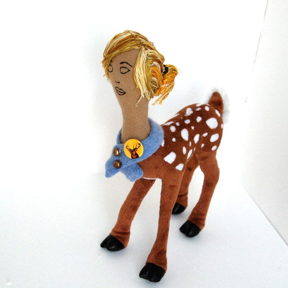 Fawn Girl Art Doll Soft Sculpture by Clarity Miller