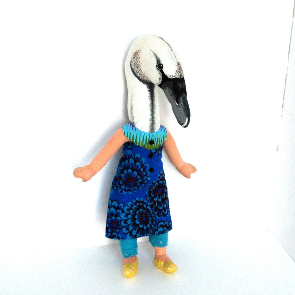 Swan Girl Art Doll Soft Sculpture by Clarity Miller