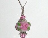 Pastel Gardens - Lampwork Glass Sterling Silver Pendant Necklace