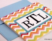 Monogrammed Chevron Zig Zag Note Cards