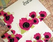 Poppy Personalized Note Cards - Fuchsia Pink Poppies
