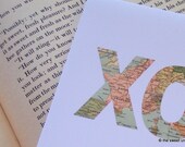 Vintage Map Giclee Print - XOXO Bisous French Kisses - 8x10 Original Art Print