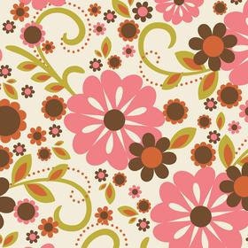 Indian Summer Large Floral - Laminated Cotton Fabric - Cream - Riley Blake - 1 yd