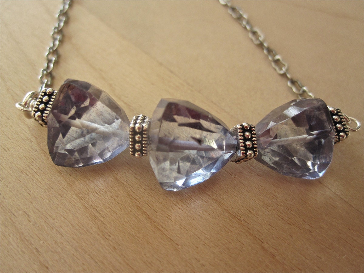 Trillium Cut Blue Topaz Antique Silver Necklace