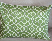 Lumbar Boudoir Green Pillow Cover, Designer Throw Pillow, Modern Geometric Pattern 12 X 16 inches
