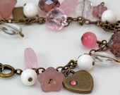 Pink, Rose, White Onyx, Charm, Bracelet