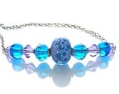 Sky Blue Necklace. OOAK Artisan Handcrafted Blue & Violet Necklace. Lampwork Glass. Sterling Silver.