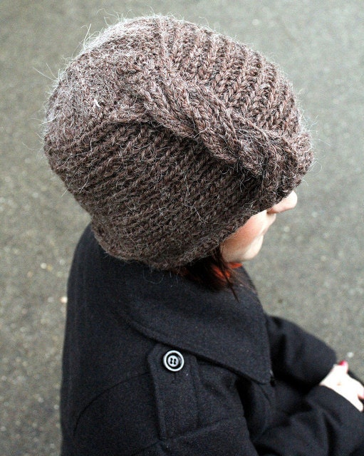 Chunky Hand Knit Hat with Side Braid