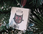 Personalized Holiday Ornament, Baby Girl Owl including Gift Box