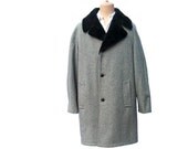 Vintage Coat Gray Wool Black Faux Fur Collar New Unworn NOS XXL Tall