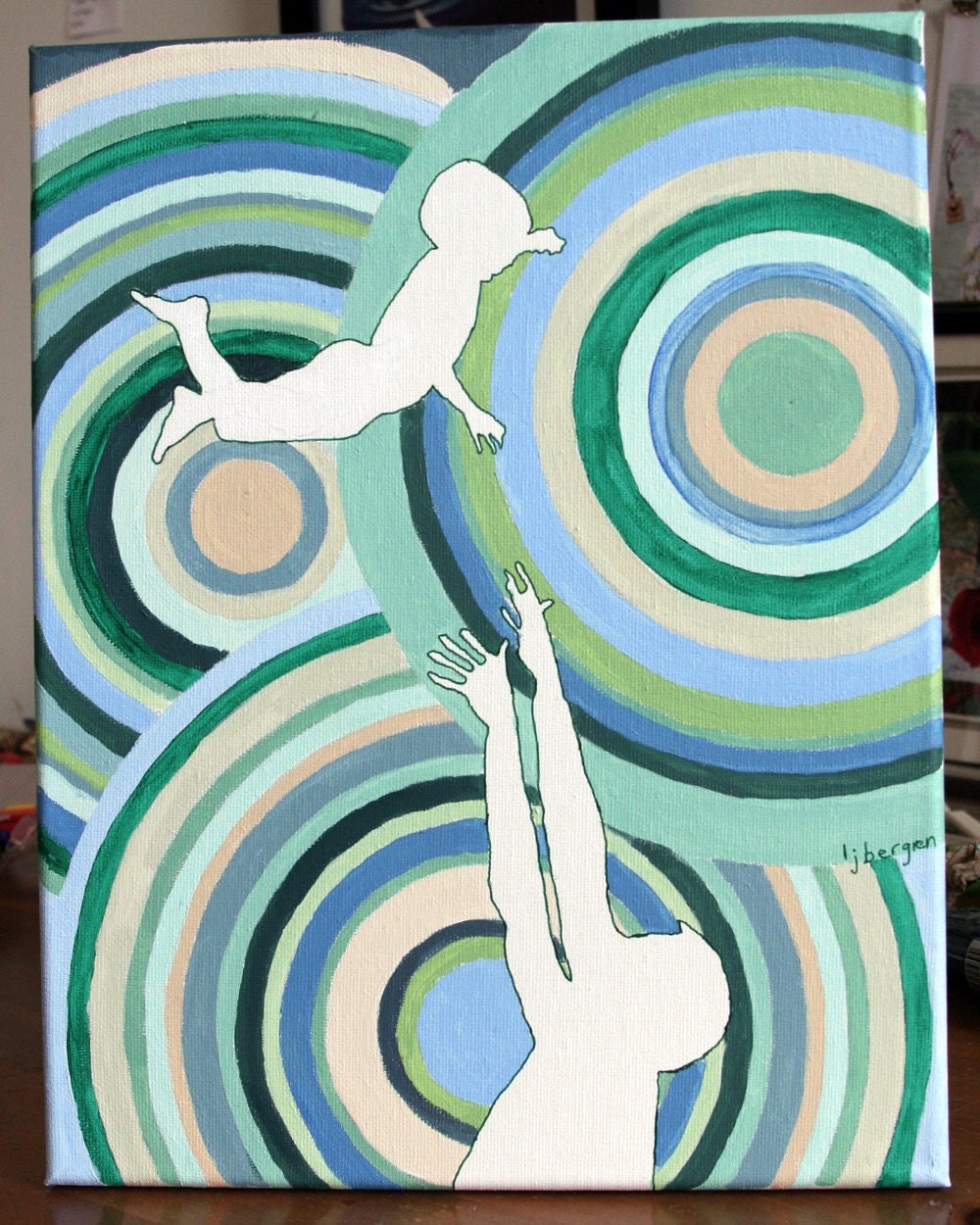 11x14,Custom, Pop Art, Retro, Painting, Father and Son