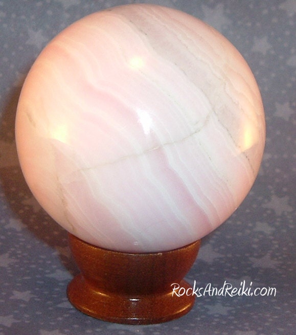 Loving Energy & Amplification and Detox Sphere with Stand - Activate My Heart Chakra - Bubble of Energy -  Mangano Pink Calcite - 3505