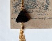 Triangle  tourmaline necklace with gold tassel chains