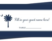 PRINTED - South Carolina Palmetto Moon Place Cards, Table Cards for Rehearsal Dinner, Wedding, Birthday - Set of 50