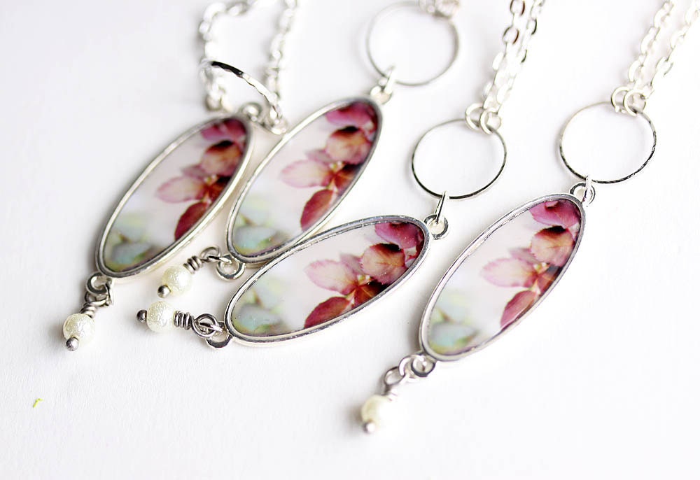 20% OFF Sale Bridesmaid Jewelry Set - Fine Art Photo Jewelry Necklaces - The Delicacy of Leaves - Fine Art Photograph - Set of 4 - Valenti