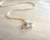 Two Birthstone Swarovski Crystal Necklace in Gold - Personalized,Birthday, Kids, Children, Family, Grandchildren, Mother's Day, Mom