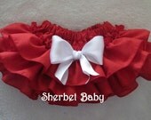 Sassy Pants Ruffle Diaper Cover Red with Bow