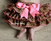 Sassy Pants Ruffle Diaper Cover Panty Leopard Cheetah Cotton Fabric edged in Hot Pink