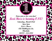 1st Birthday Invitation 1st Birthday Invites Leopard Print Birthday Invitation Cheetah Print Birthday Invitation Printable Digital