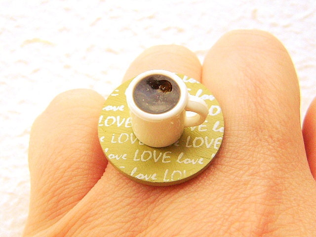 Kawaii Coffee Ring Coffee Lover Miniature Food Jewelry