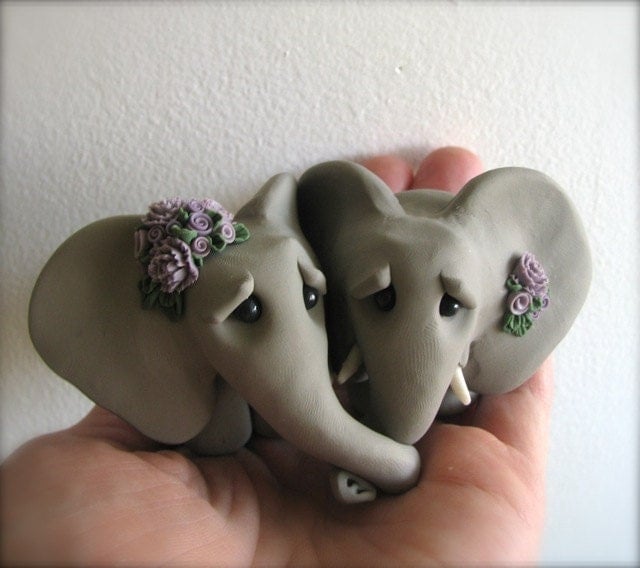 Elephant Love Wedding Cake Topper