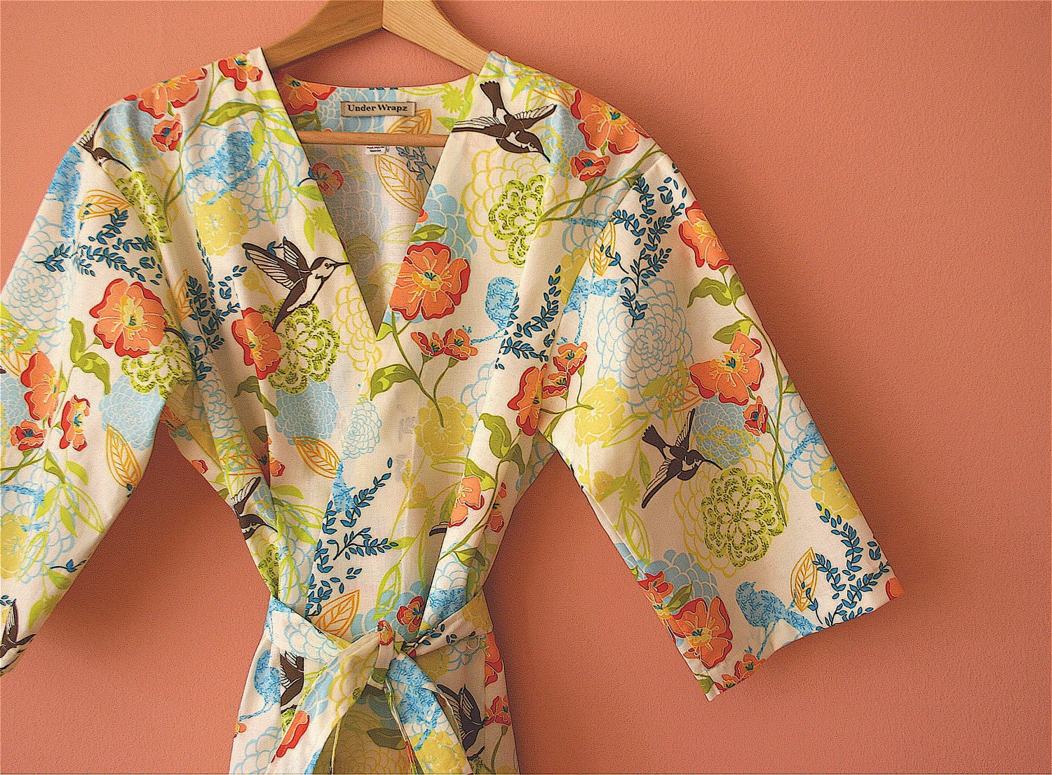 Plus Size Robe, Dressing Gown or Cover Up.  Hummingbird.