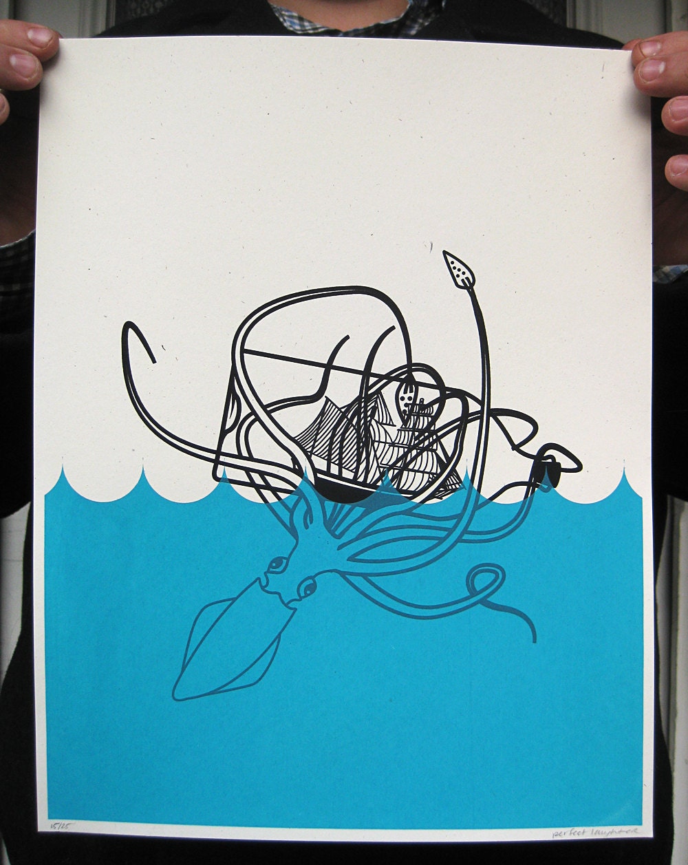 Squid vs Ship In A Bottle Screenprint