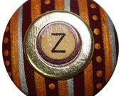 Cranberry, Gold and Silver Striped and Polka Dot Wine Bottle Stopper