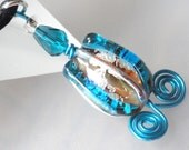 Tulip in Turquoise & Silver Flower Shaped Lampwork Bead Necklace