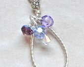 Twisted Purple Violet Blue Pendant Wire Wrapped With Swarovski Crystal