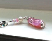 Starlight Pink Pendant Dichroic Bead Wirewrapped