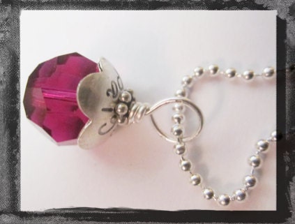 Personalized Jewelry - Hand Stamped Necklace -  Birthstone - Flower - Name